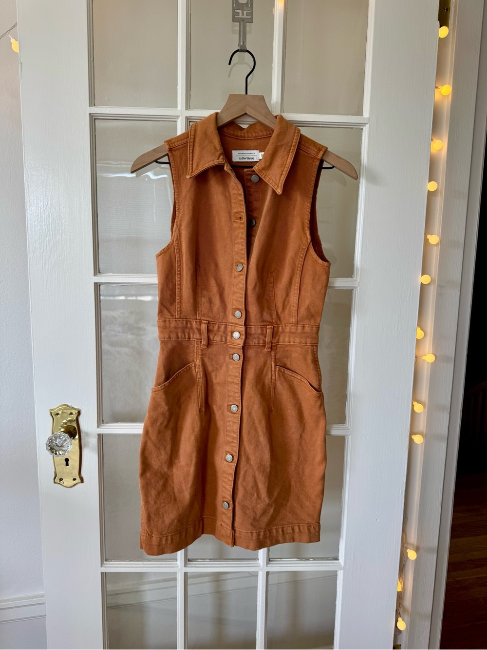 & Other Stories Rust Button-Front Sleeveless Mini Dress